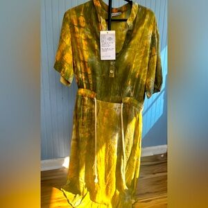 Tie-dye drawstring Southeast Asian style casual maxi skirt."